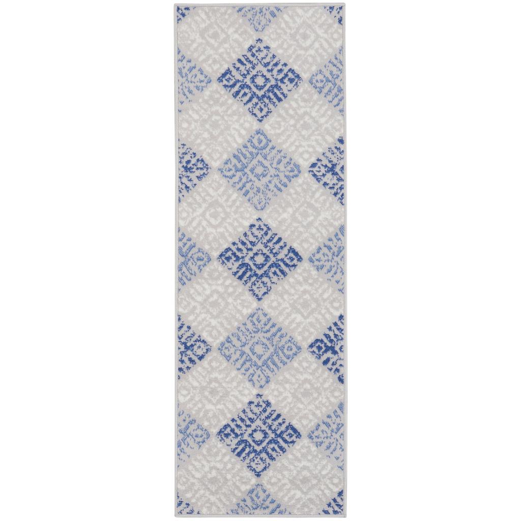 Nourison Home Whimsicle WHS18 Grey Blue Indoor Runner - Bohemian Power Loomed Machine Made Low Pile
