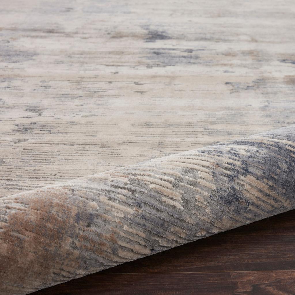 Nourison Home Rustic Textures RUS05 Beige and Grey Beige Grey Indoor Round Area Rug - Modern Power Loomed Machine Made Medium Pile