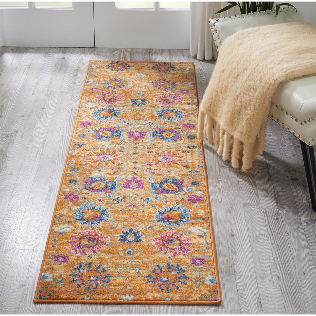 Nourison Home Passion PSN01 Orange Sunburst Indoor Runner - Bohemian Power Loomed Machine Made Medium Pile