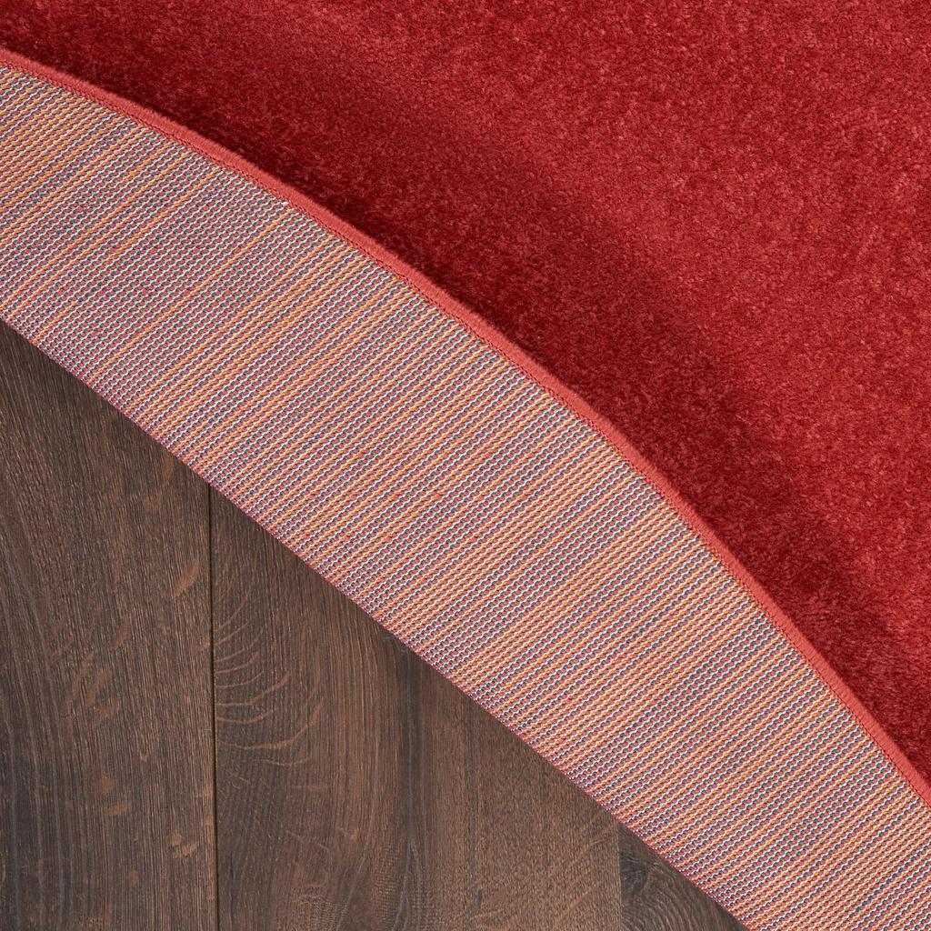 Nourison Home Nourison Essentials NRE01 Brick Red Indoor/Outdoor Round Area Rug - Outdoor Power Loomed Machine Made Low Pile