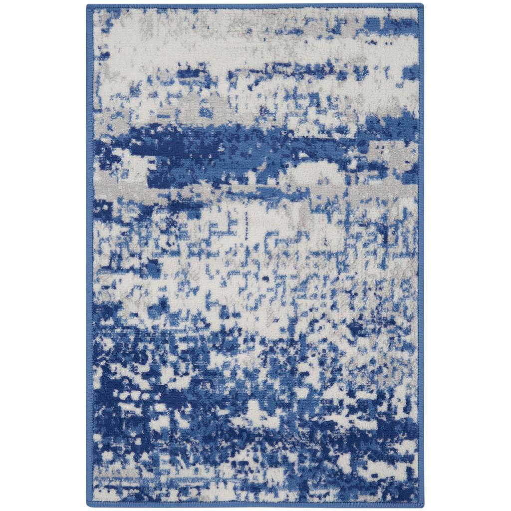 Nourison Home Whimsicle WHS06 Ivory Navy Indoor Rectangle Area Rug - Modern Power Loomed Machine Made Low Pile