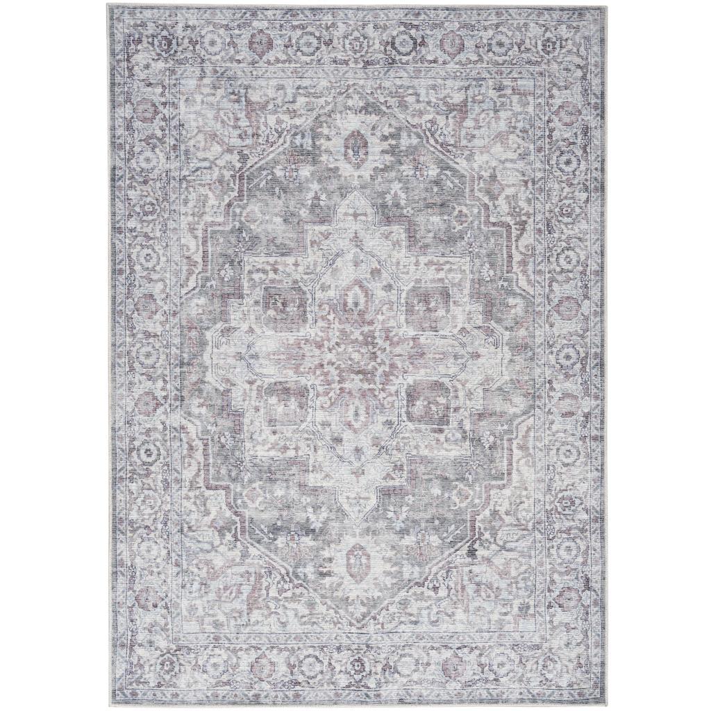 Nourison Home New Concept Washables SR101 Ivory Grey Indoor Rectangle Area Rug - Vintage Machine Woven Machine Made Low Pile