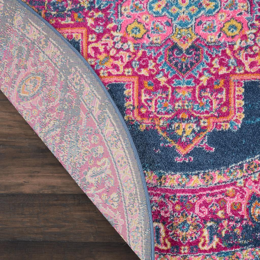 Nourison Home Passion PSN03 Blue Indoor Round Area Rug - Bohemian Power Loomed Machine Made Medium Pile