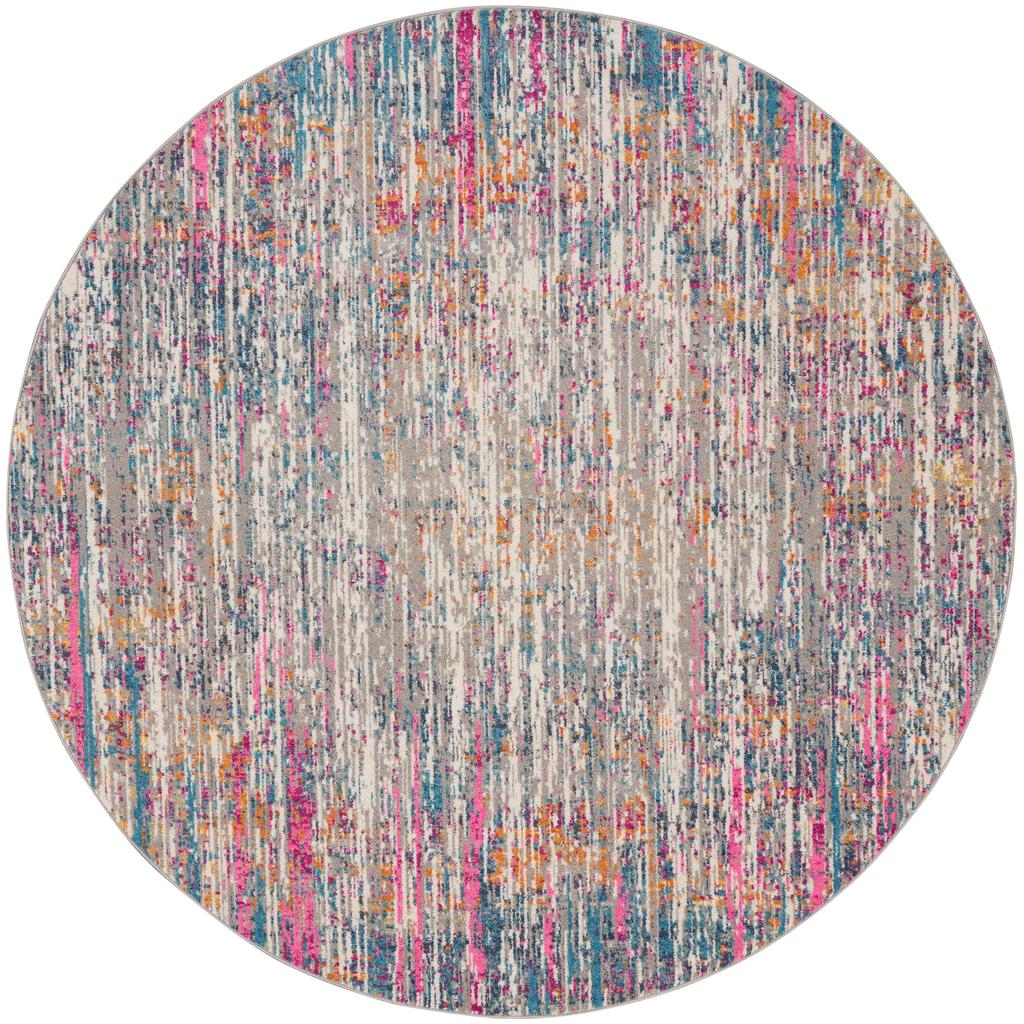 Nourison Home Passion PSN09 Ivory Multicolor Indoor Round Area Rug - Modern Power Loomed Machine Made Medium Pile