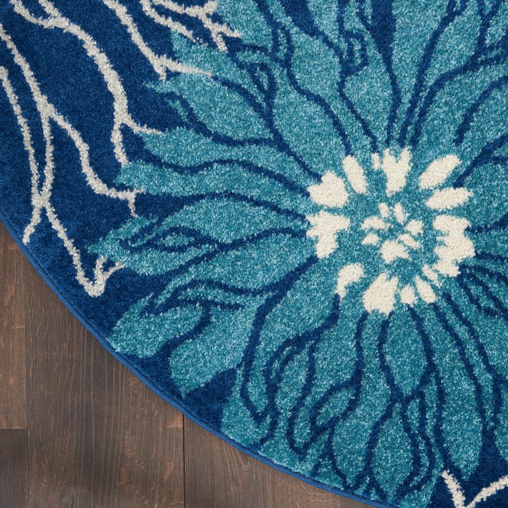 Nourison Home Passion PSN17 Navy Ivory Indoor Round Area Rug - Contemporary Power Loomed Machine Made Medium Pile