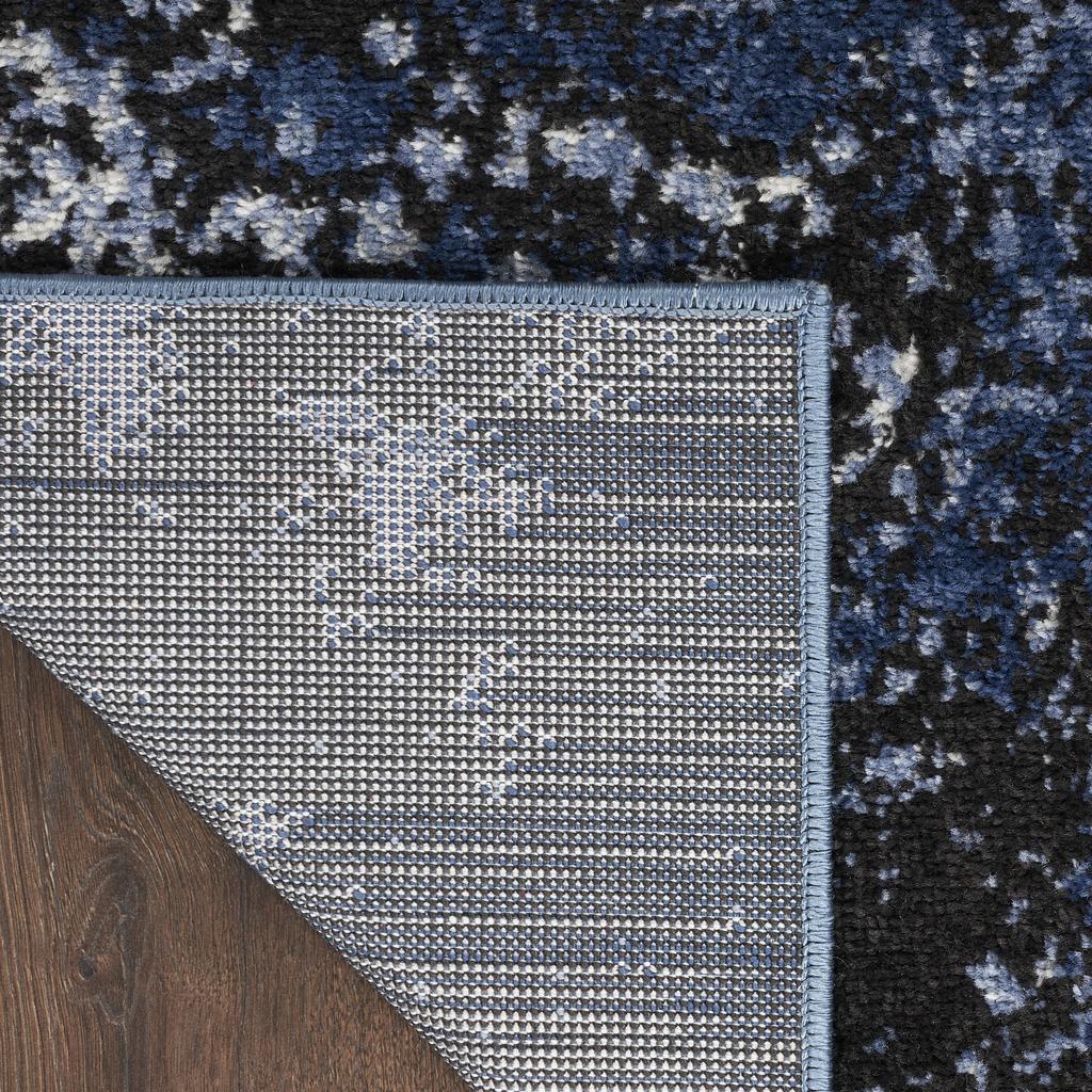 Nourison Home Passion PSN10 Light Blue Black Indoor Runner - Modern Power Loomed Machine Made Medium Pile