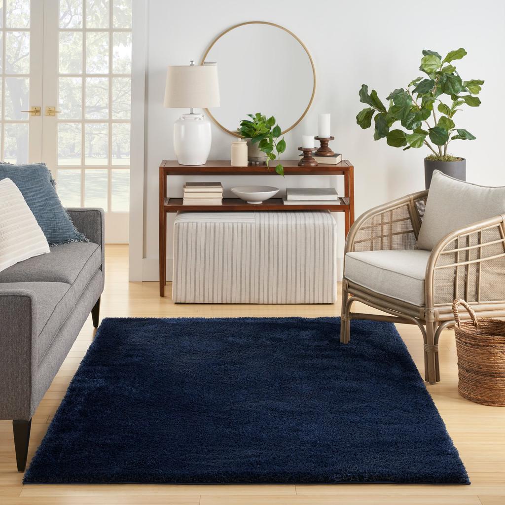 Nourison Home Pacific Shag PCS01 Navy Indoor Rectangle Area Rug - Shag Power Loomed Machine Made High Pile