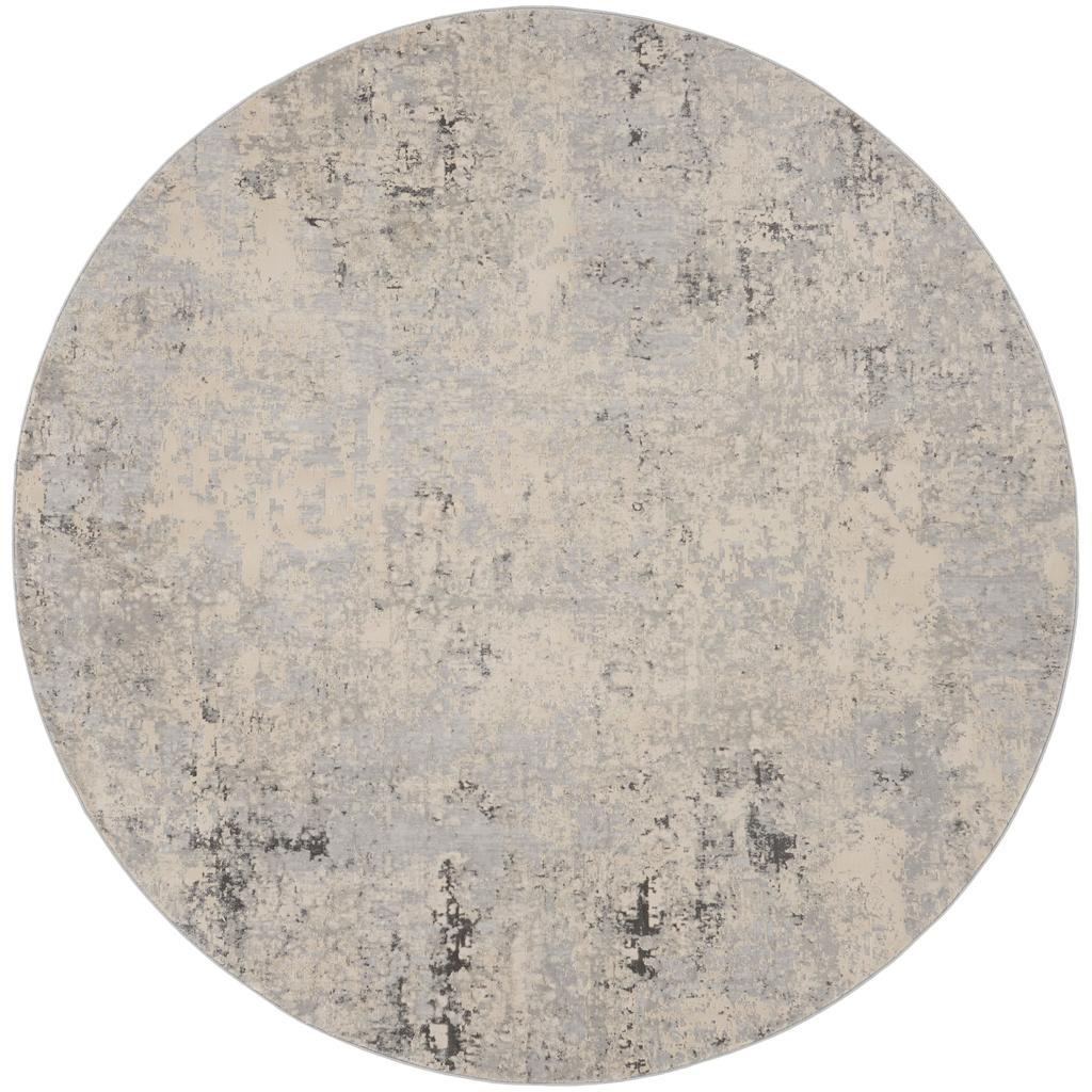 Nourison Home Rustic Textures RUS07 Grey Beige Indoor Round Area Rug - Modern Power Loomed Machine Made Medium Pile
