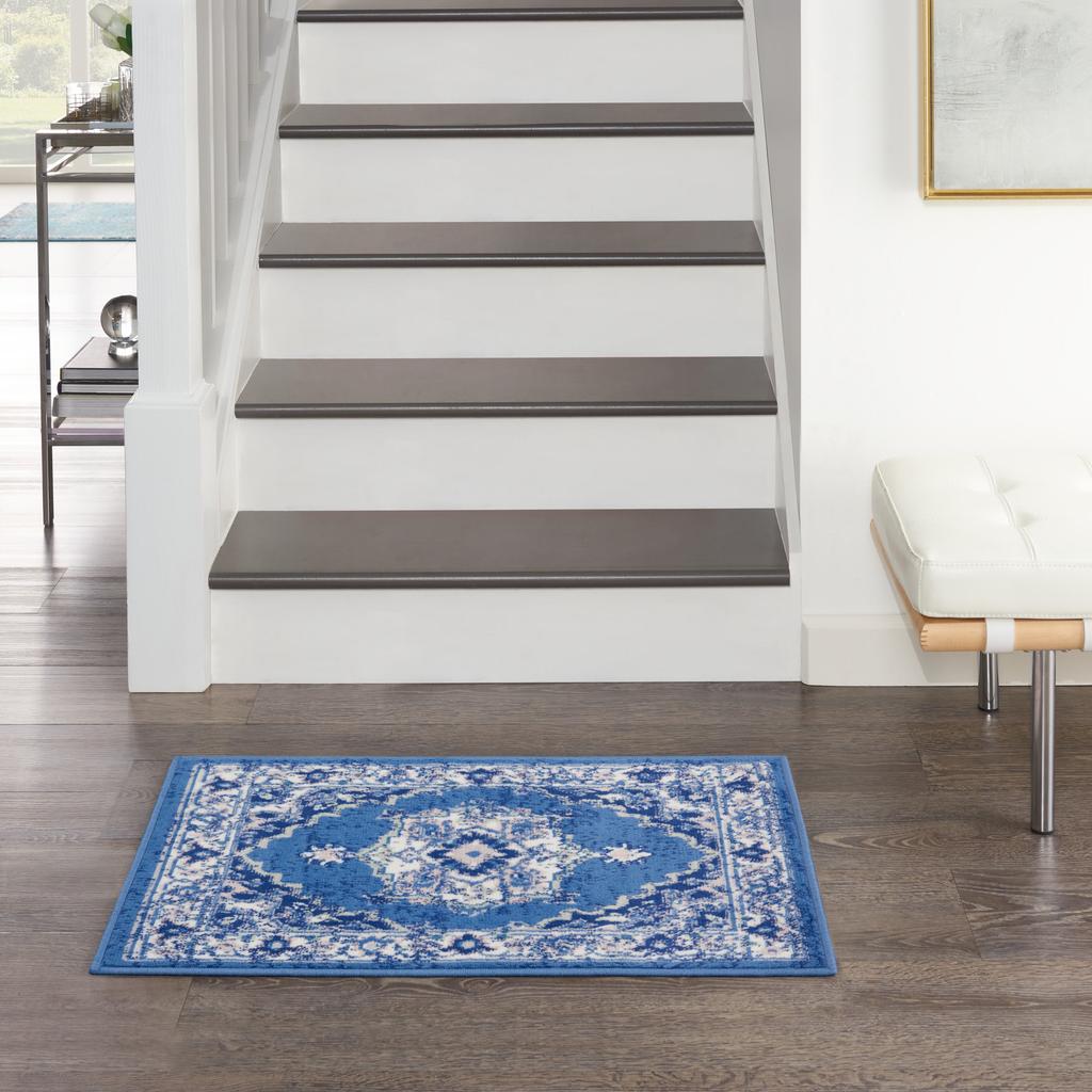 Nourison Home Whimsicle WHS03 Navy Indoor Rectangle Area Rug - Farmhouse Power Loomed Machine Made Low Pile