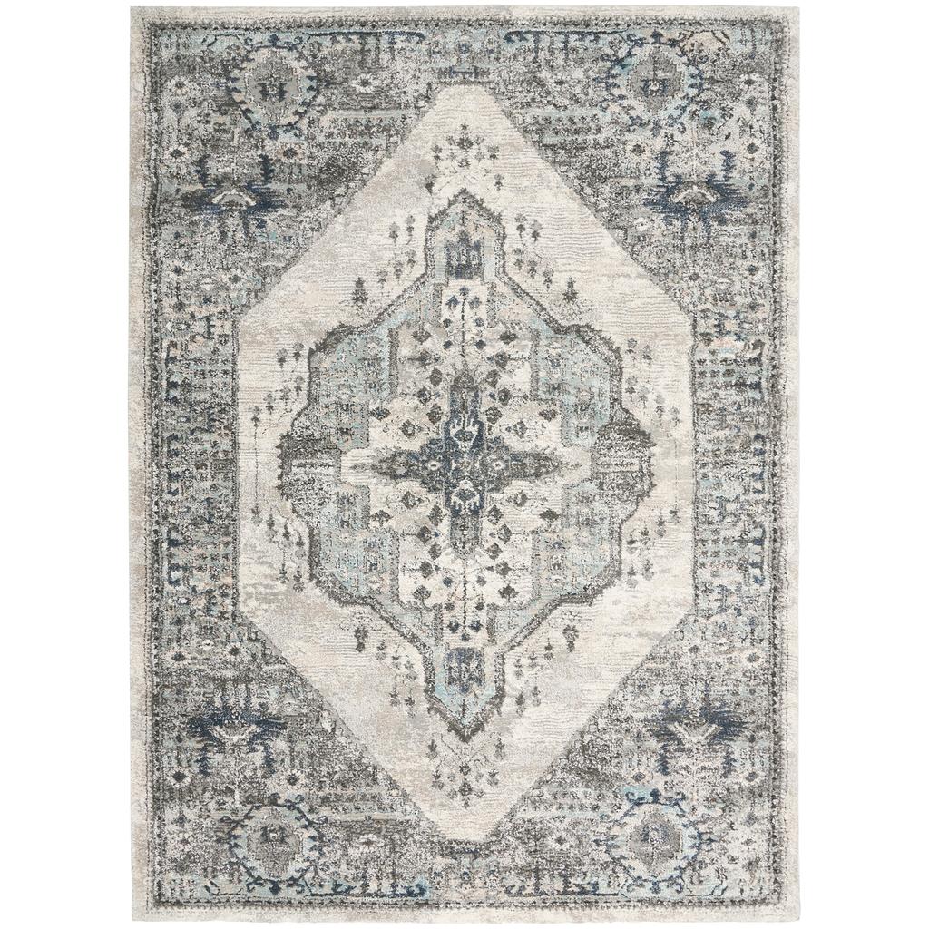 Nourison Home American Manor AMR02 Grey Indoor Rectangle Area Rug - Farmhouse Power Loomed Machine Made Medium Pile