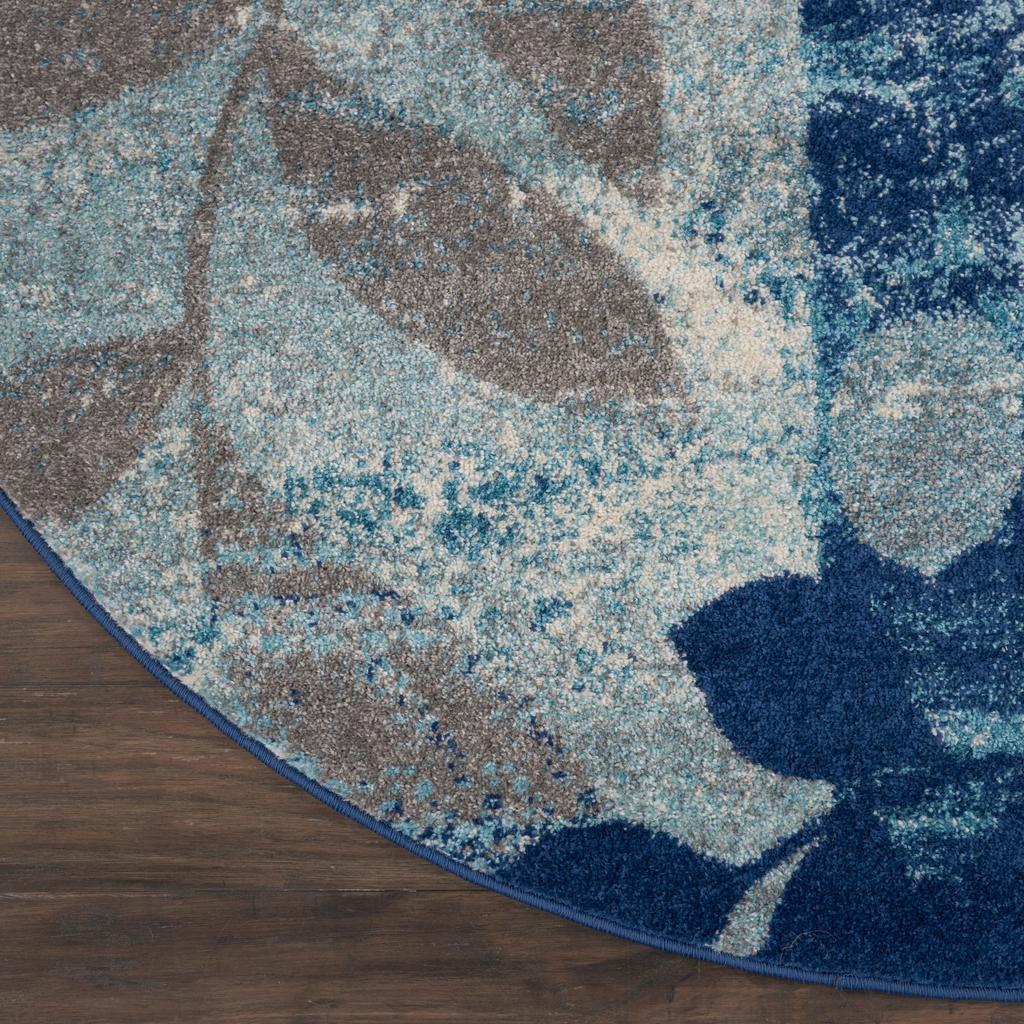 Nourison Home Tranquil TRA01 Navy Blue Navy/Light Blue Indoor Round Area Rug - Farmhouse Power Loomed Machine Made Medium Pile