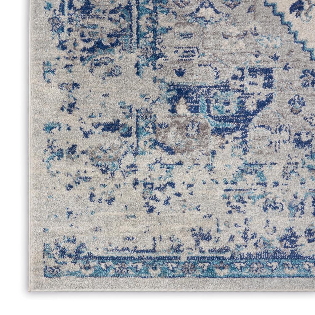 Nourison Home Tranquil TRA06 Navy Blue and White Ivory/Light Blue Indoor Rectangle Area Rug - Vintage Power Loomed Machine Made Medium Pile