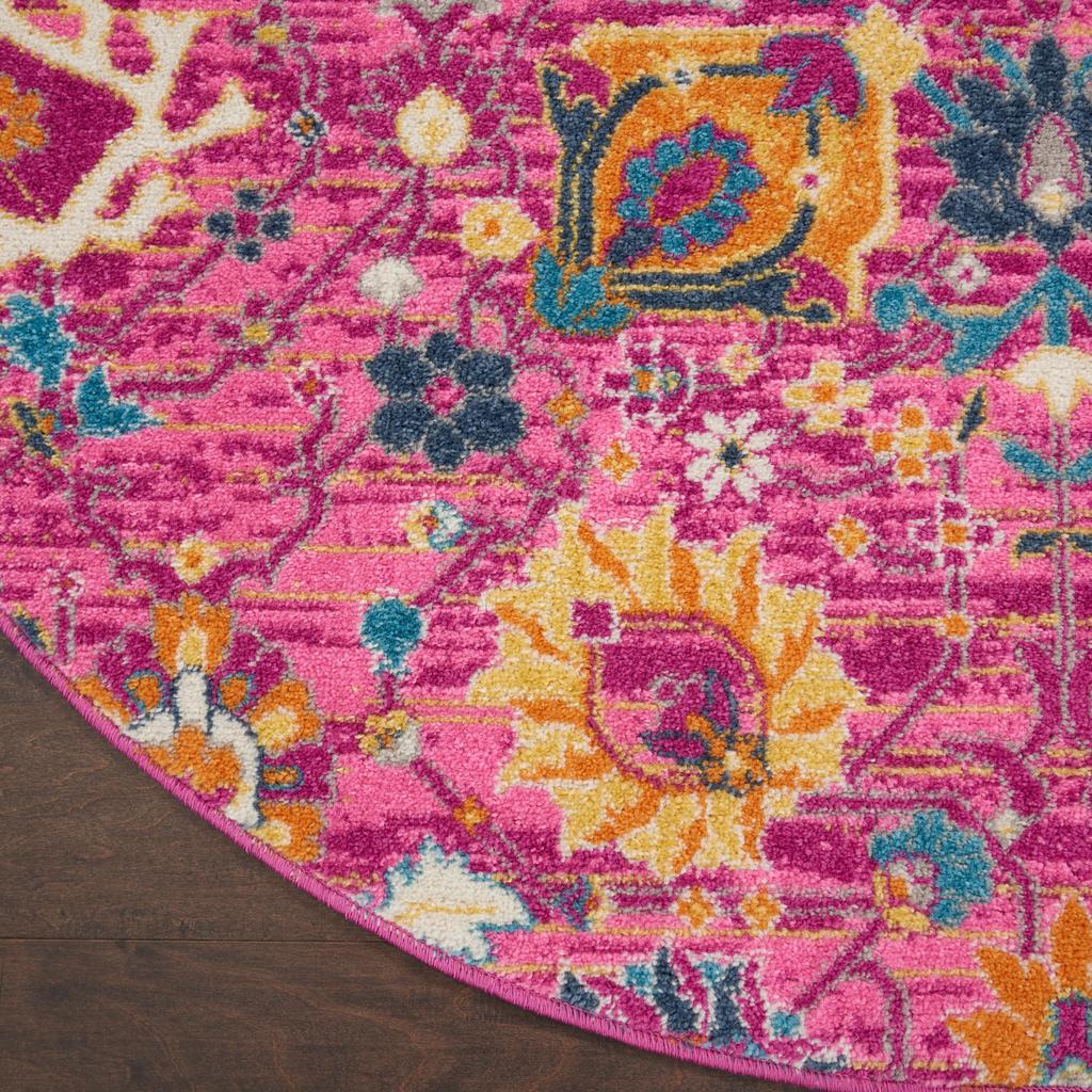 Nourison Home Passion PSN01 Pink Fuchsia Indoor Round Area Rug - Bohemian Power Loomed Machine Made Medium Pile