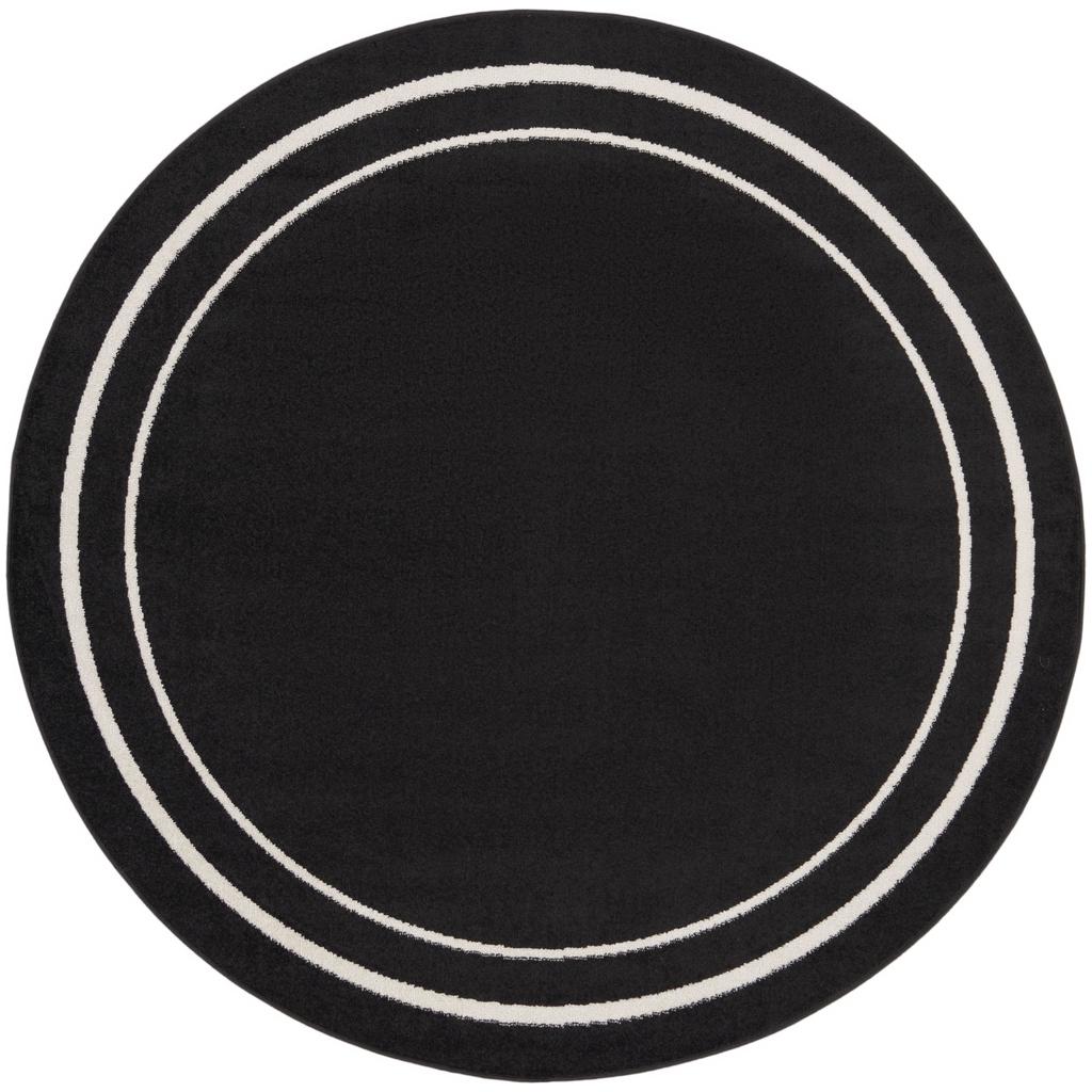 Nourison Home Nourison Essentials NRE02 Black Ivory Indoor/Outdoor Round Area Rug - Contemporary Power Loomed Machine Made Low Pile