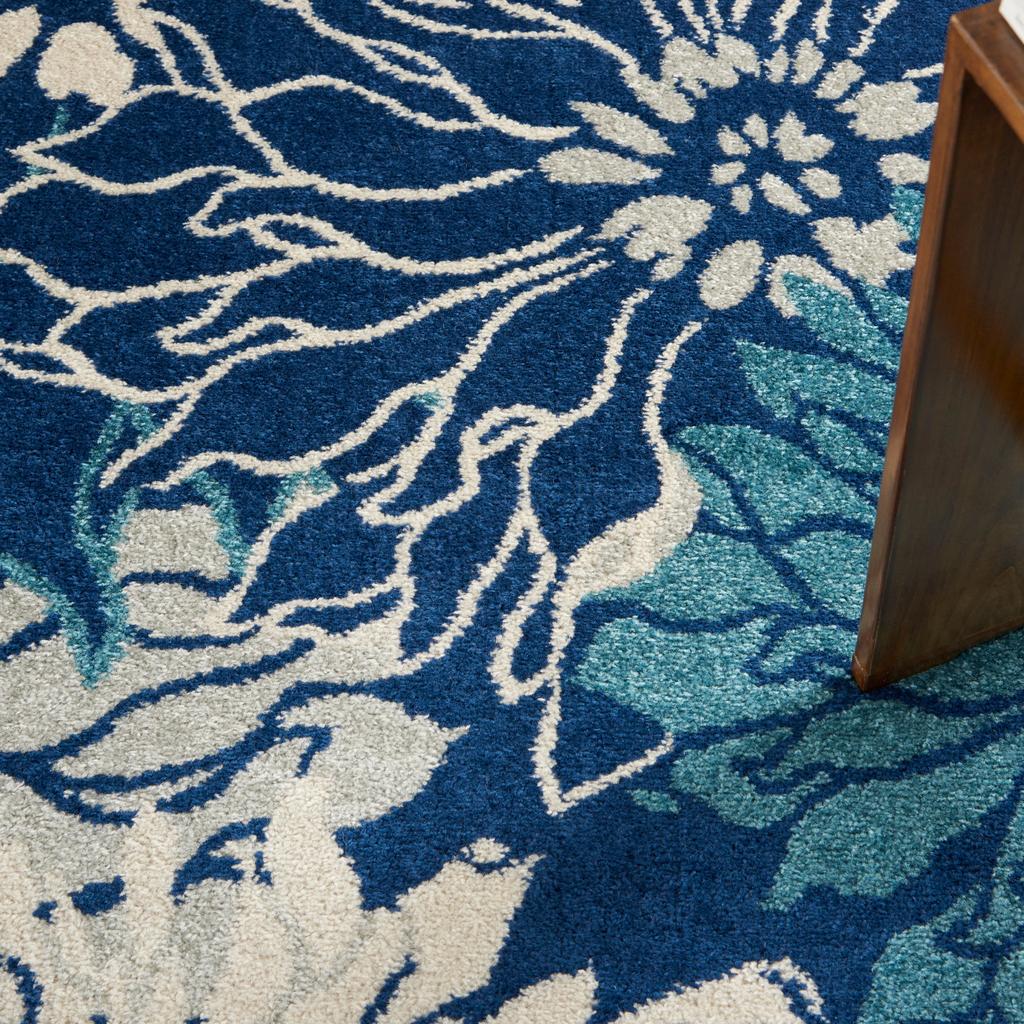 Nourison Home Passion PSN17 Navy Ivory Indoor Round Area Rug - Contemporary Power Loomed Machine Made Medium Pile