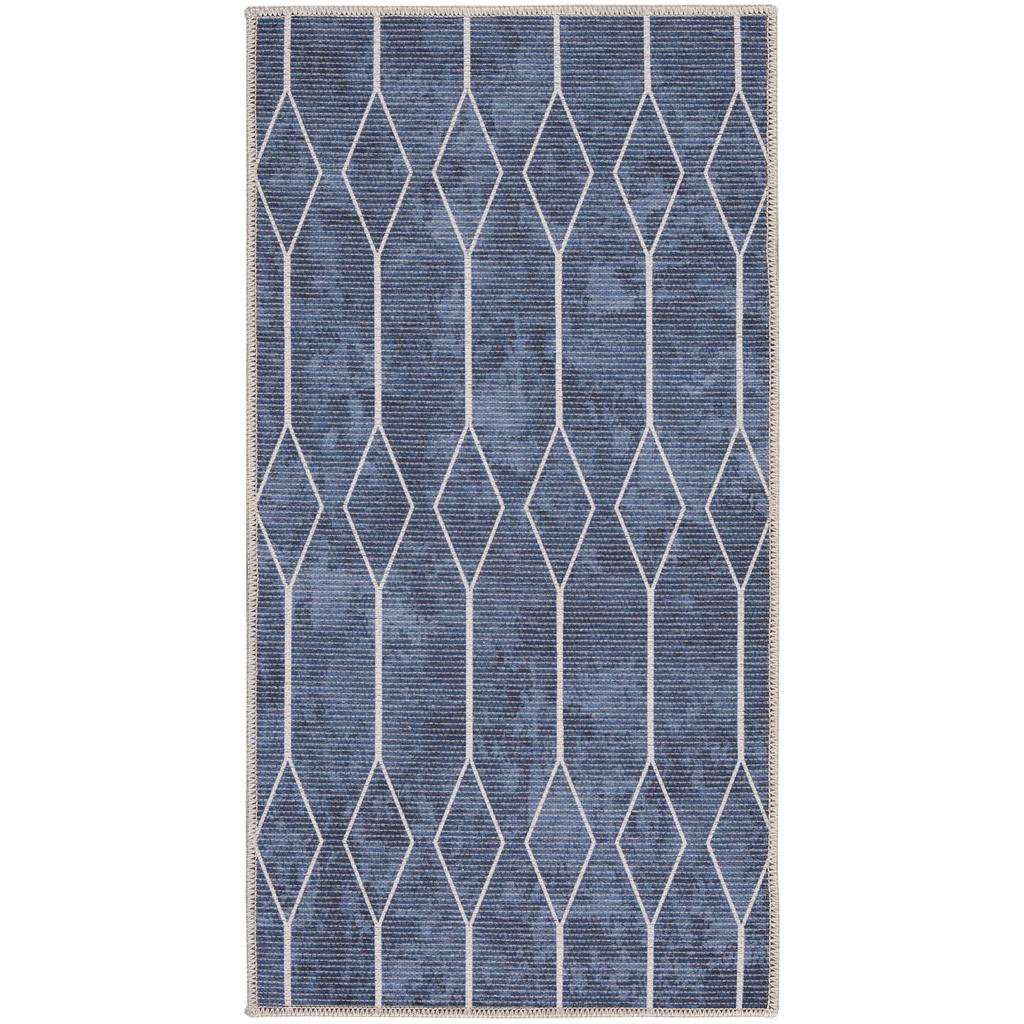 Nourison Home New Concept Washables SR107 Navy Indoor Rectangle Area Rug - Modern Machine Woven Machine Made Low Pile
