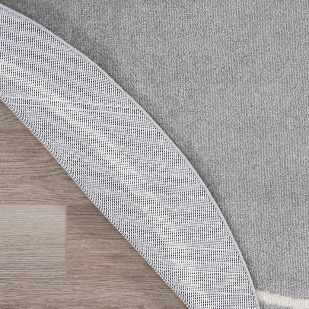 Nourison Home Nourison Essentials NRE02 Grey Ivory Grey/Ivory Indoor/Outdoor Round Area Rug - Contemporary Power Loomed Machine Made Low Pile