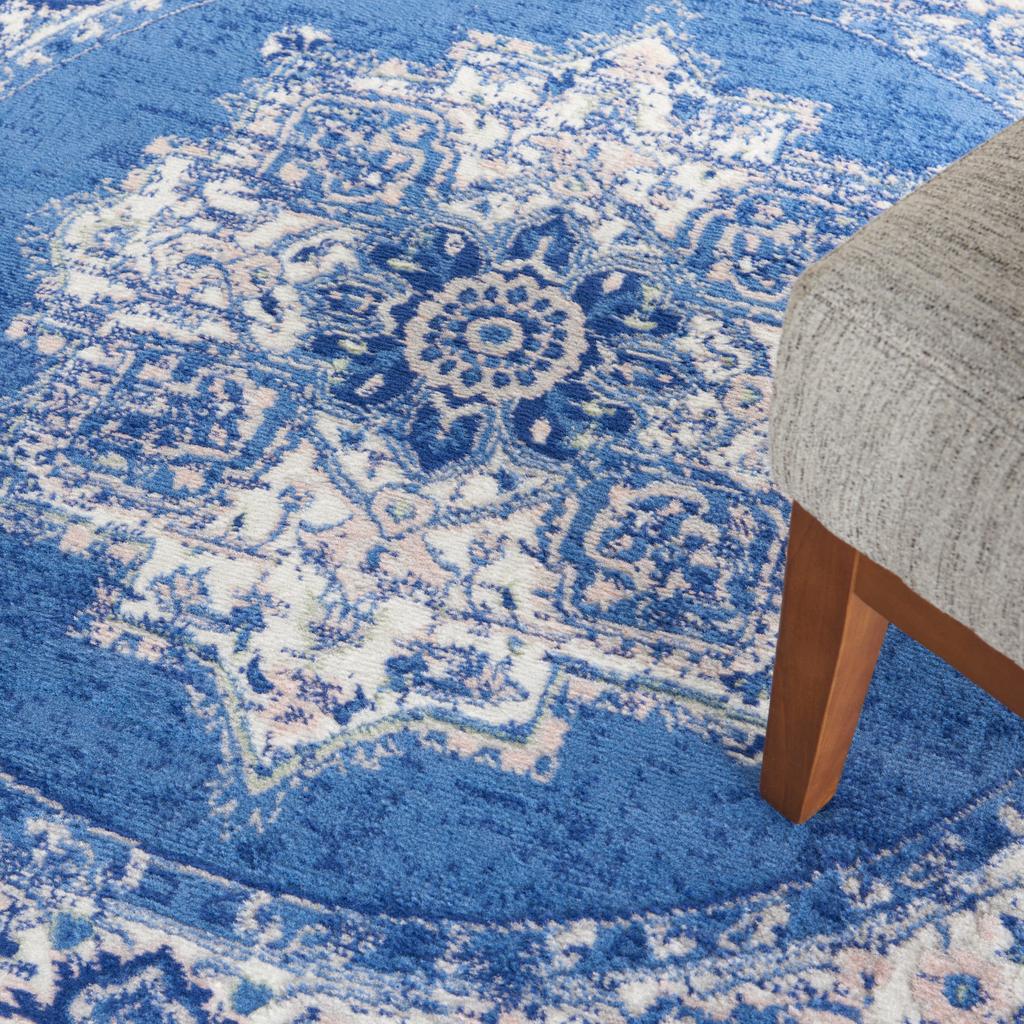 Nourison Home Whimsicle WHS03 Navy Indoor Round Area Rug - Farmhouse Power Loomed Machine Made Low Pile