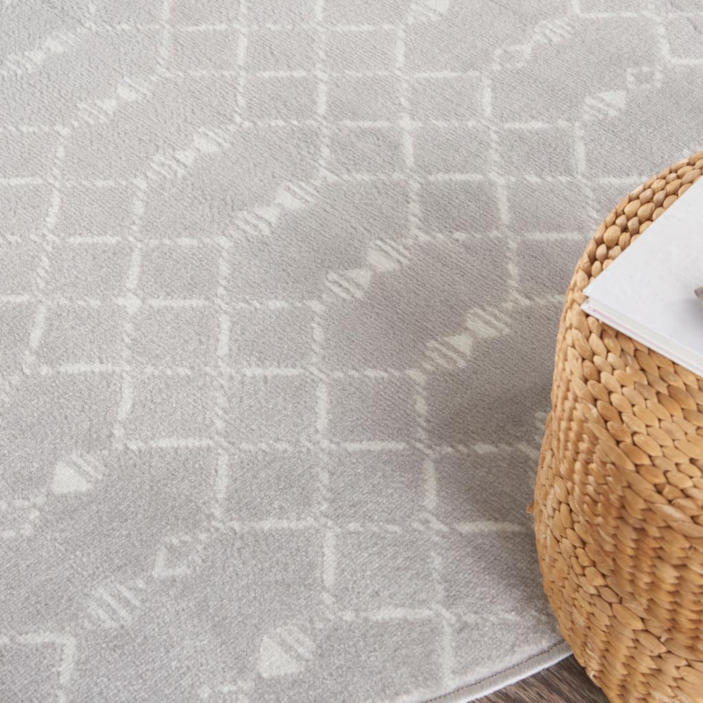 Nourison Home Whimsicle WHS02 Grey Indoor Round Area Rug - Bohemian Power Loomed Machine Made Low Pile