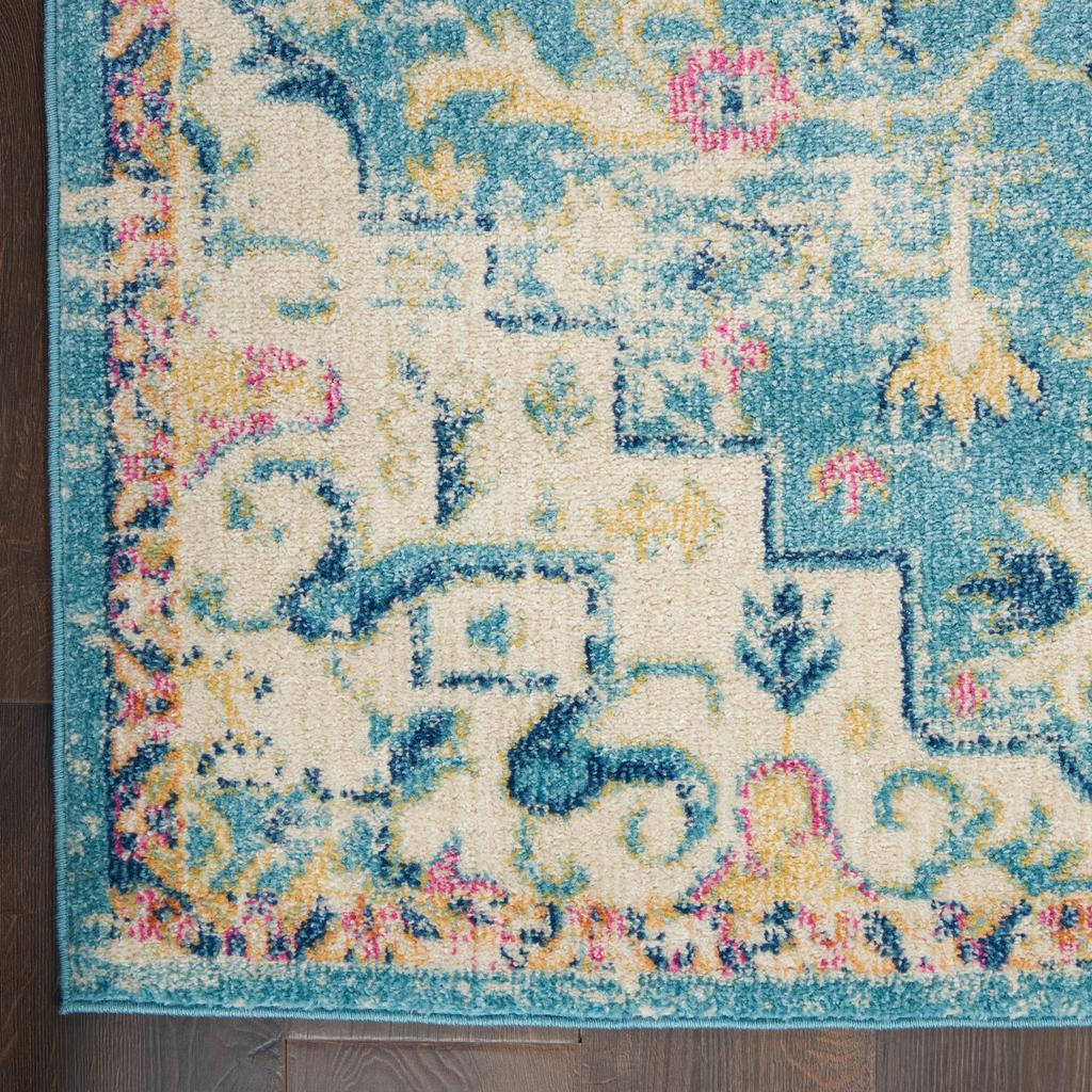 Nourison Home Passion PSN25 Ivory Light Blue Indoor Runner - Bohemian Power Loomed Machine Made Medium Pile