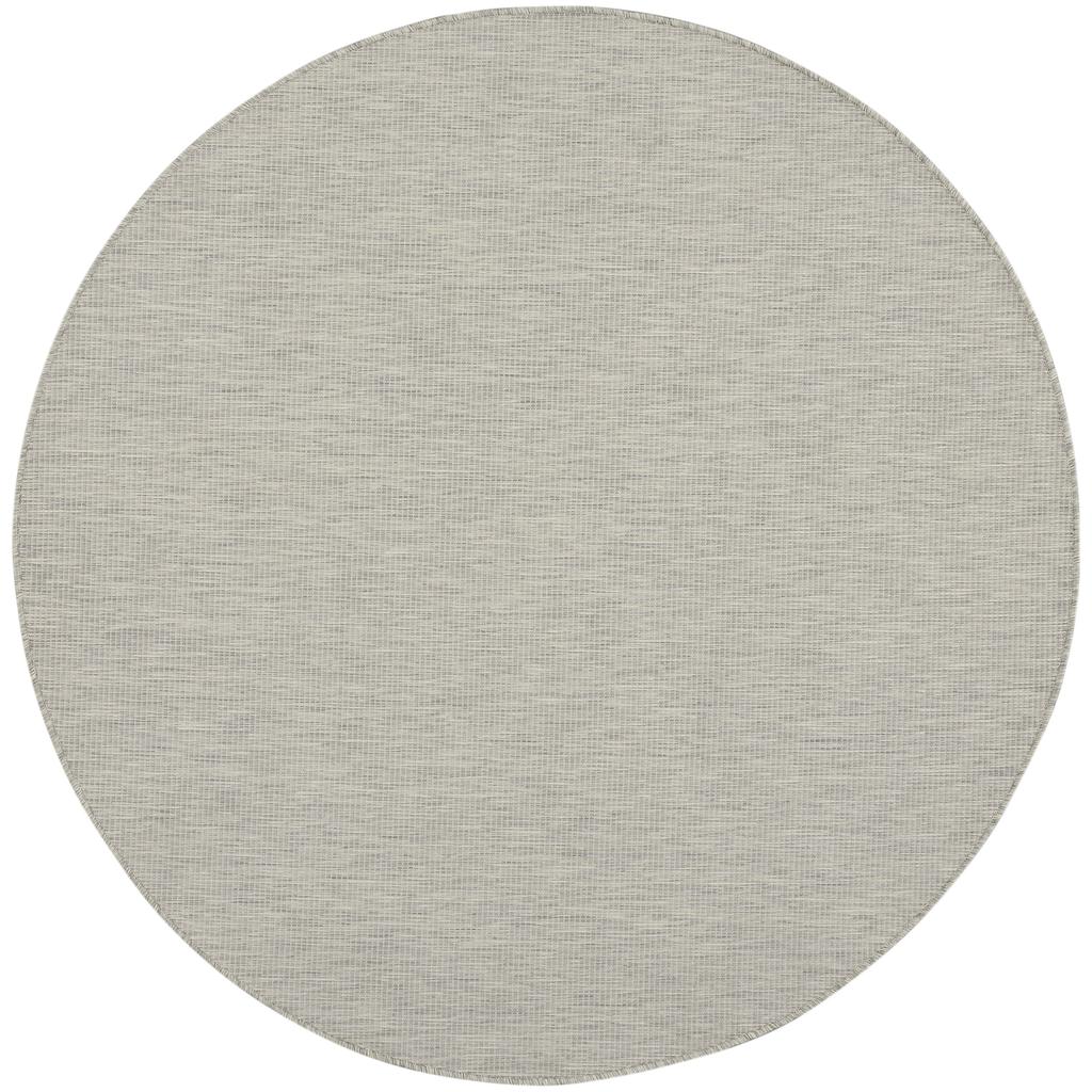 Nourison Home Positano POS01 Light Grey Indoor/Outdoor Round Area Rug - Modern Power Loomed Machine Made Low Pile