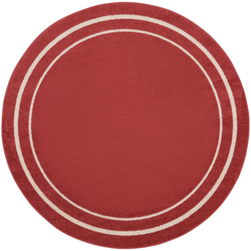 Nourison Home Nourison Essentials NRE02 Brick Ivory Indoor/Outdoor Round Area Rug - Contemporary Power Loomed Machine Made Low Pile