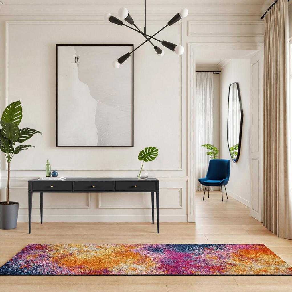 Nourison Home Passion PSN10 Multicolor Sunburst Indoor Runner - Modern Power Loomed Machine Made Medium Pile