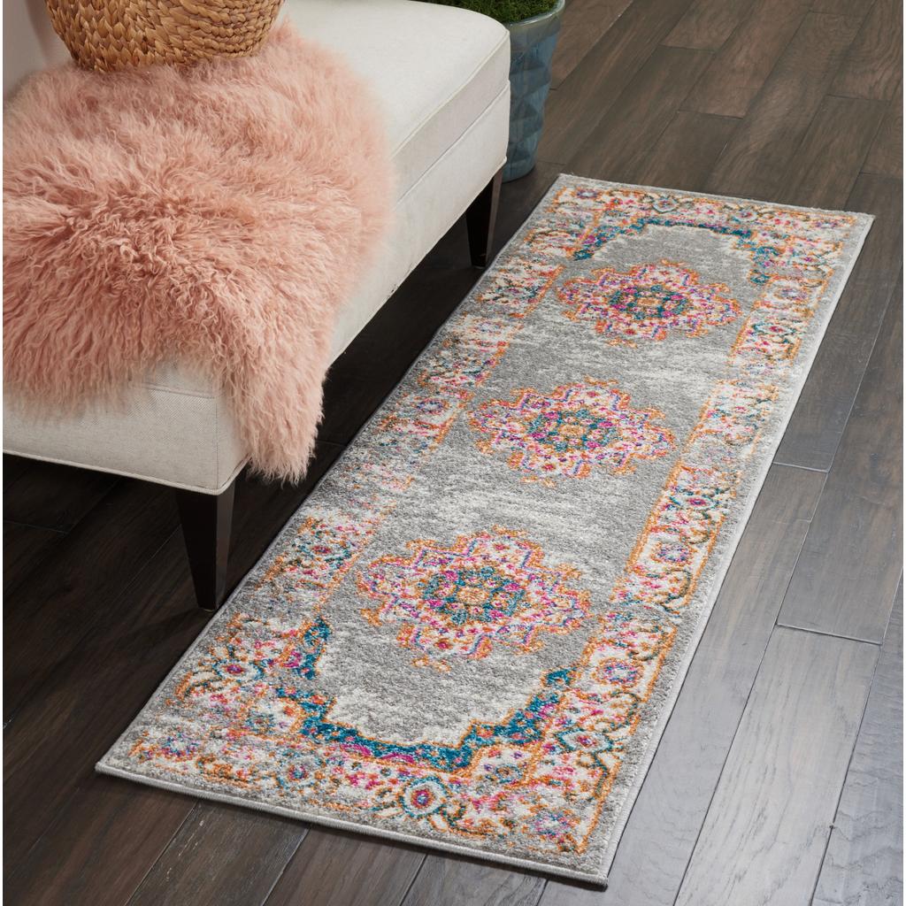 Nourison Home Passion PSN03 Grey Indoor Runner - Bohemian Power Loomed Machine Made Medium Pile