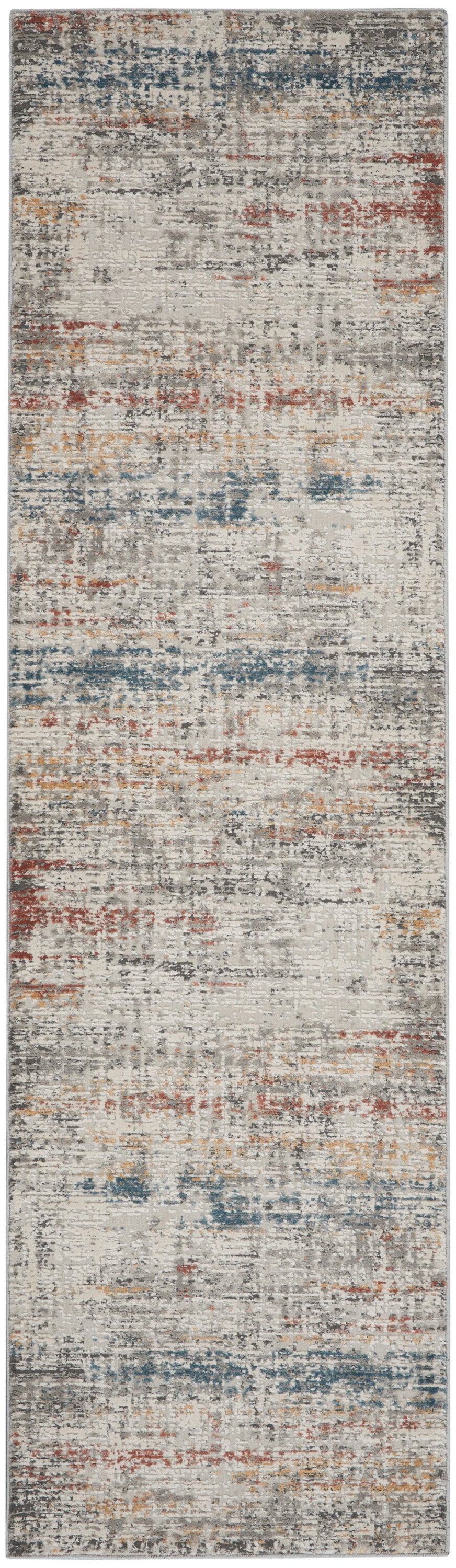 Nourison Home Rustic Textures RUS14 Light Grey Multicolor Light Grey Multi Indoor Runner - Modern Power Loomed Machine Made Medium Pile
