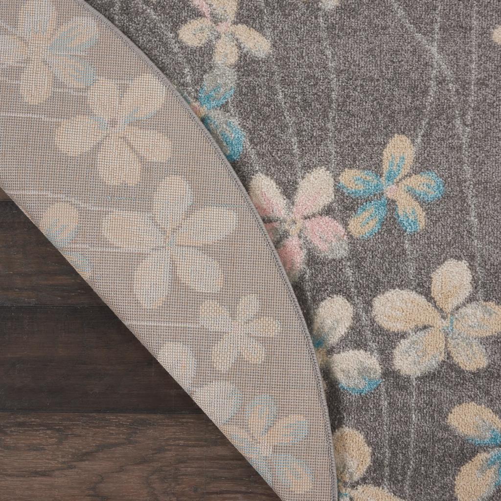 Nourison Home Tranquil TRA04 Grey Grey Beige Indoor Round Area Rug - Contemporary Power Loomed Machine Made Medium Pile