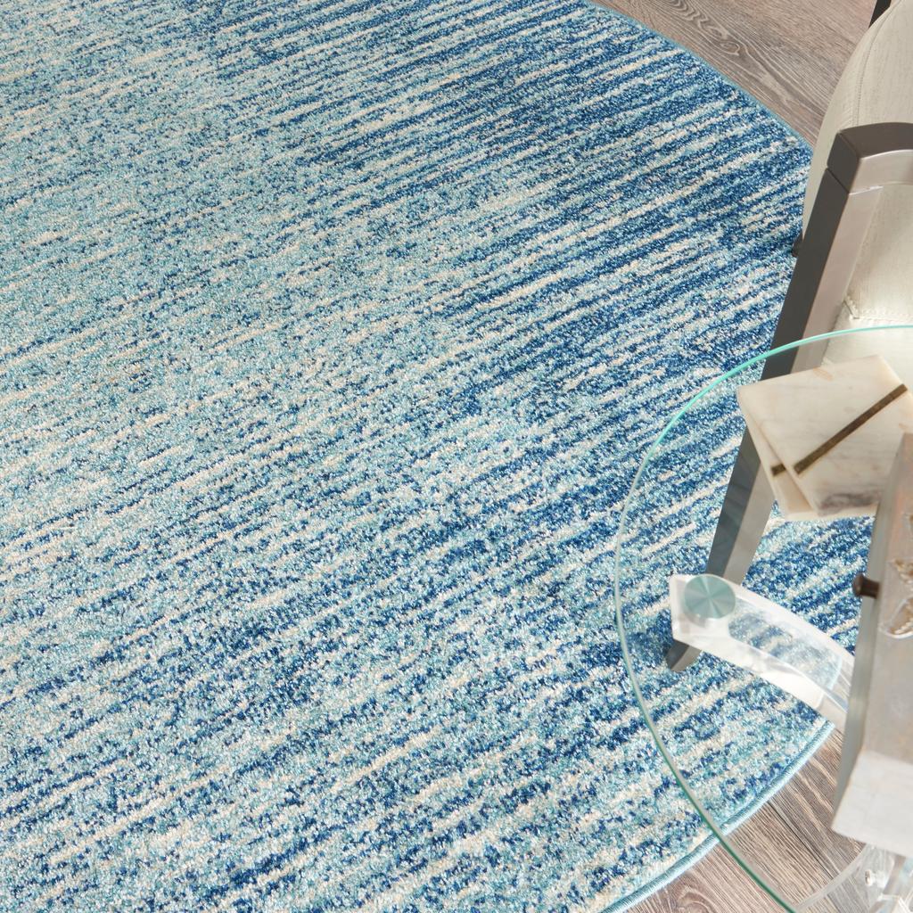 Nourison Home Passion PSN09 Navy Light Blue Navy/Light Blue Indoor Round Area Rug - Modern Power Loomed Machine Made Medium Pile