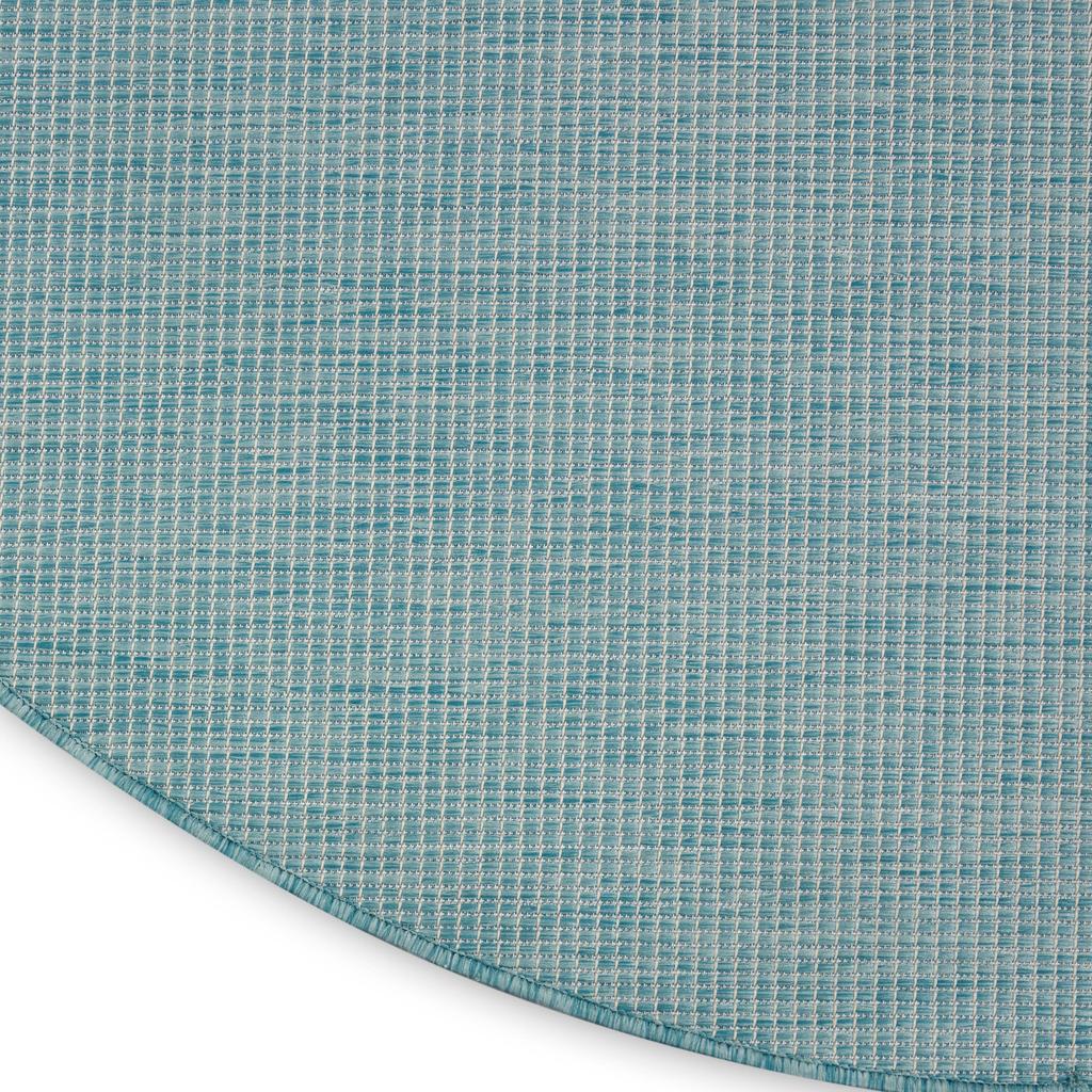 Nourison Home Positano POS01 Aqua Indoor/Outdoor Round Area Rug - Modern Power Loomed Machine Made Low Pile