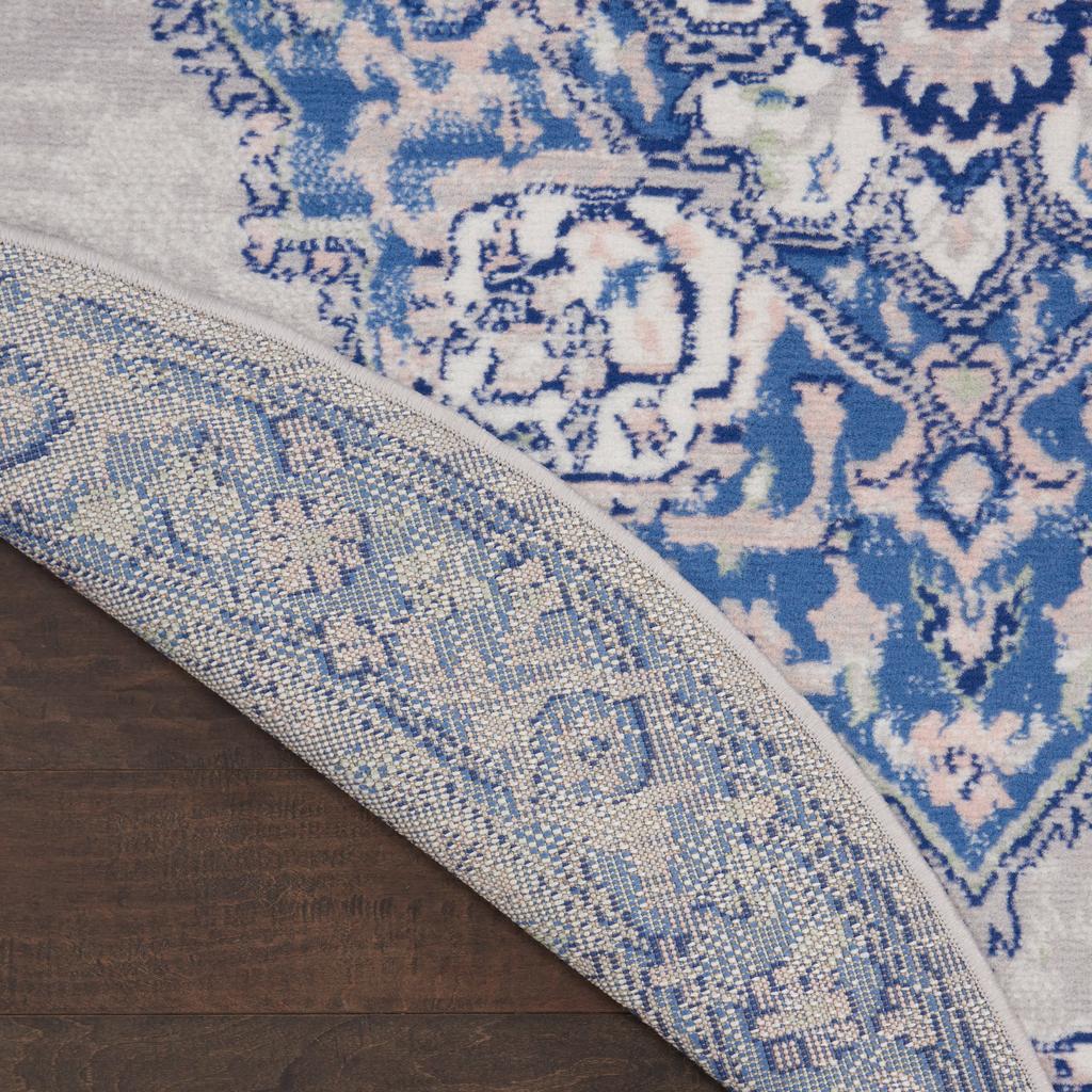 Nourison Home Whimsicle WHS03 Grey Blue Indoor Round Area Rug - Farmhouse Power Loomed Machine Made Low Pile