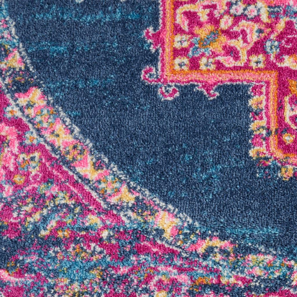 Nourison Home Passion PSN03 Blue Indoor Round Area Rug - Bohemian Power Loomed Machine Made Medium Pile