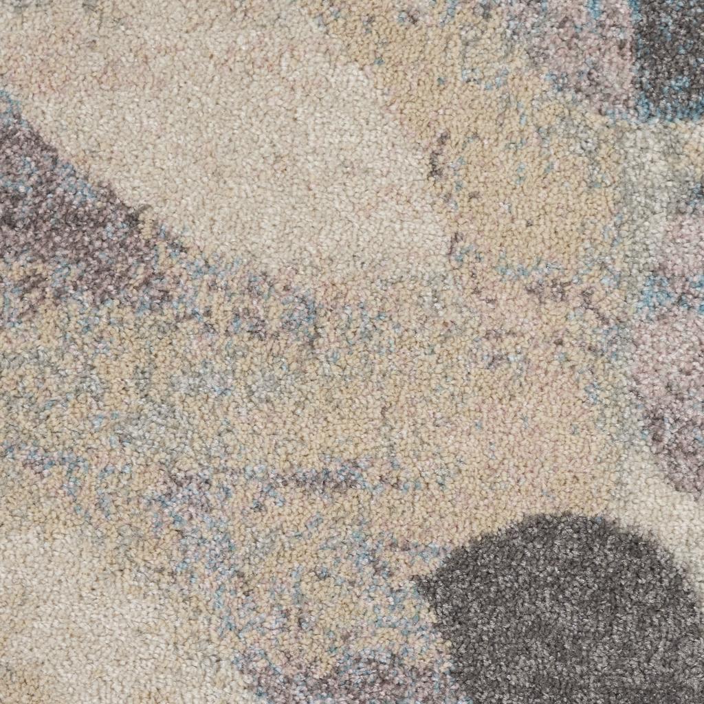 Nourison Home Tranquil TRA01 Ivory Blue Ivory/Light Blue Indoor Round Area Rug - Farmhouse Power Loomed Machine Made Medium Pile