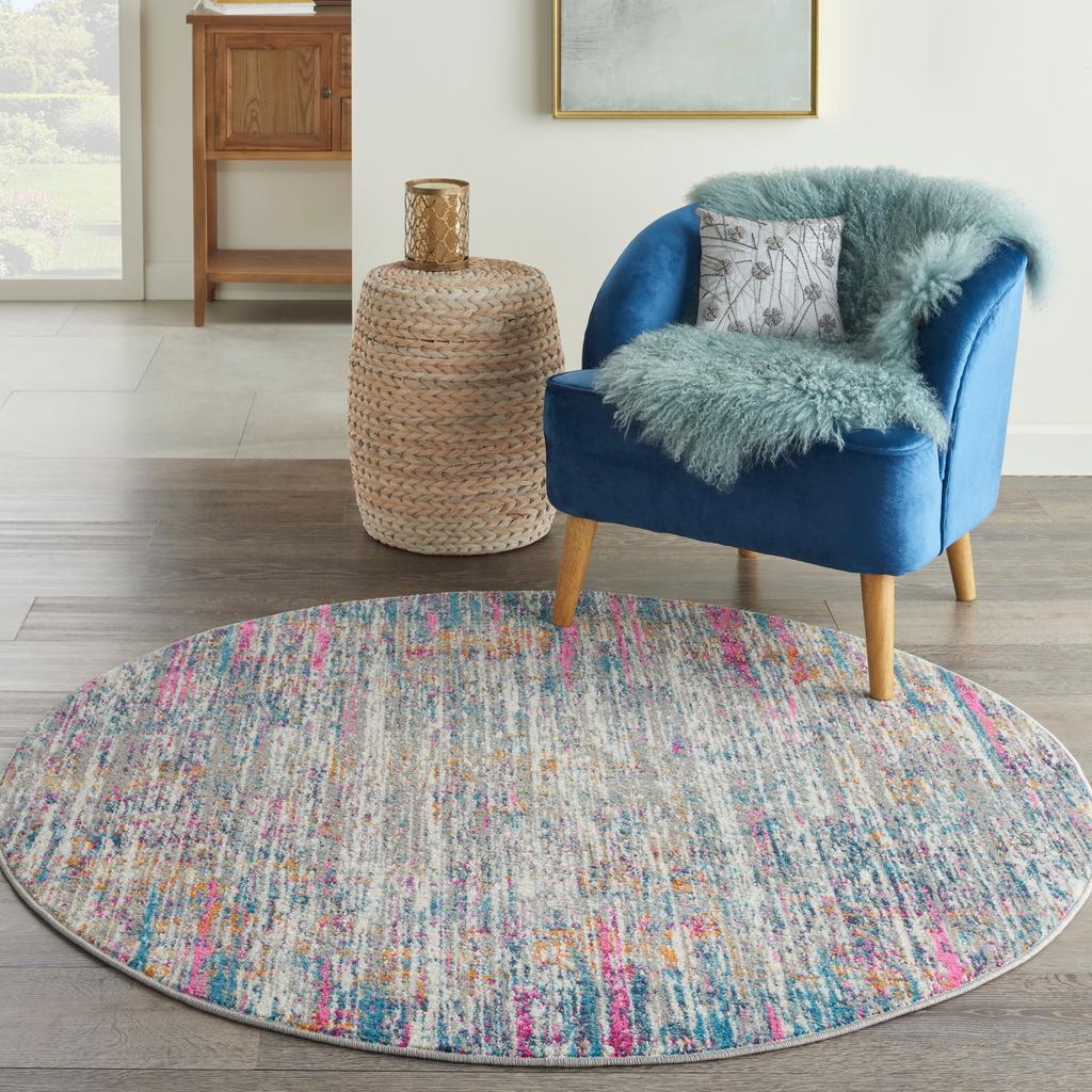 Nourison Home Passion PSN09 Ivory Multicolor Indoor Round Area Rug - Modern Power Loomed Machine Made Medium Pile