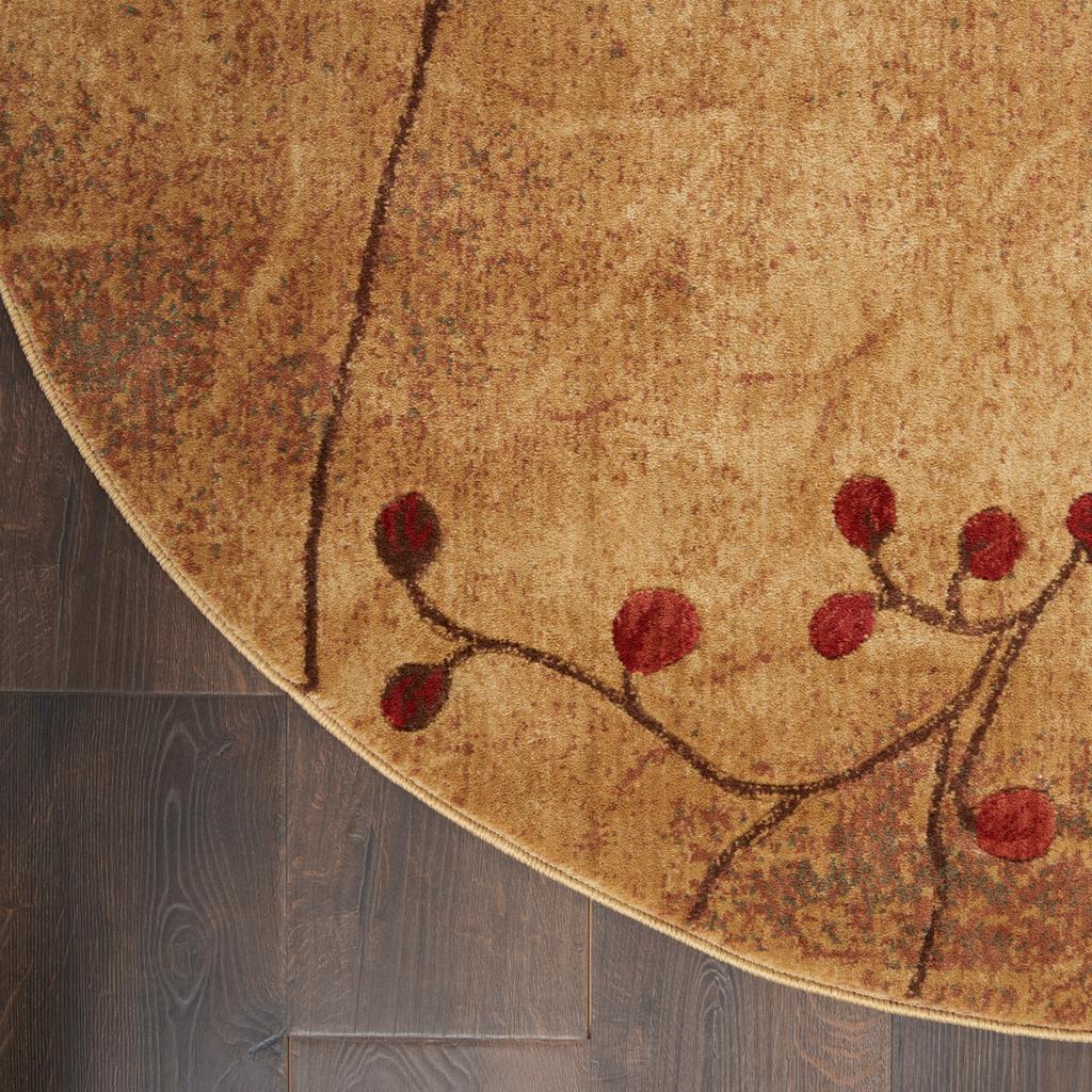 Nourison Home Somerset ST74 Brown Latte Indoor Round Area Rug - Rustic Power Loomed Machine Made Medium Pile