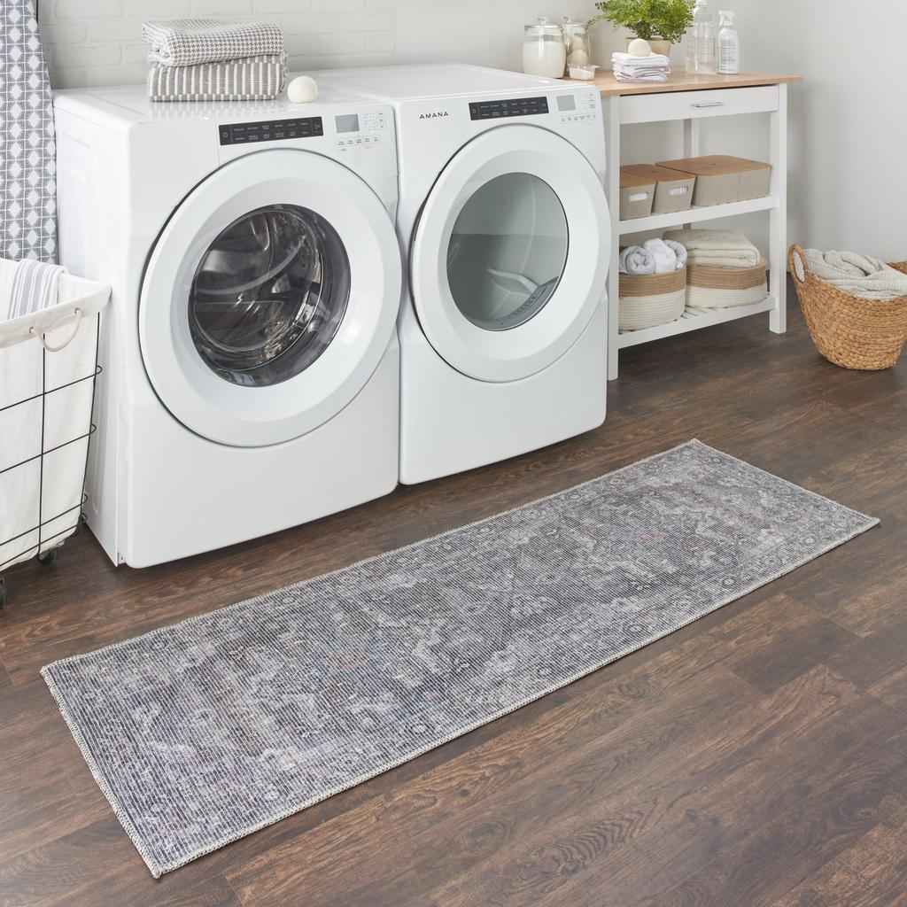 Nourison Home New Concept Washables SR101 Grey Indoor Runner - Vintage Machine Woven Machine Made Low Pile