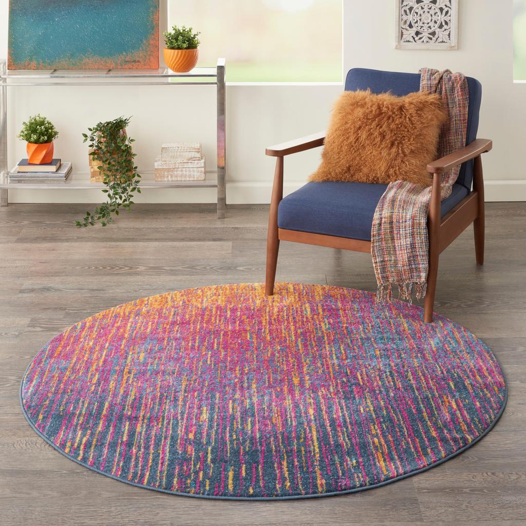 Nourison Home Passion PSN09 Multicolor Indoor Round Area Rug - Modern Power Loomed Machine Made Medium Pile