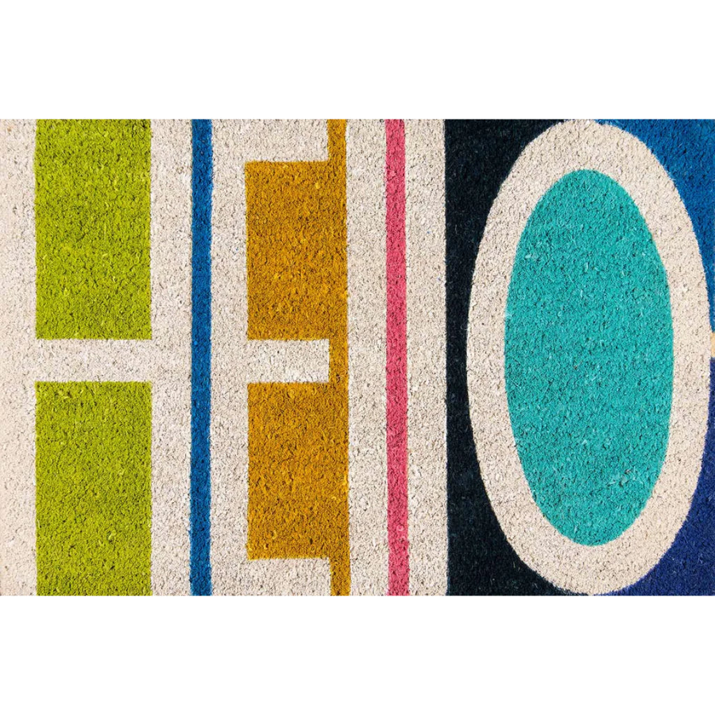 Hello Handwoven Coconut Fiber Doormat