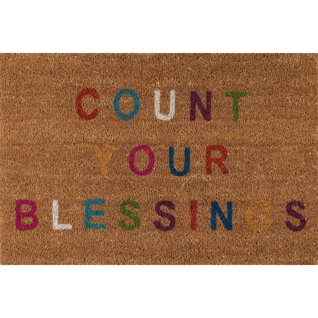 Momeni Aloha ALO-5 Multi Count Your Blessings Indoor / Outdoor Rectangle Floor Mat - Stain and Water Resistant Floor Mat Made of All Natural Coir Fiber-