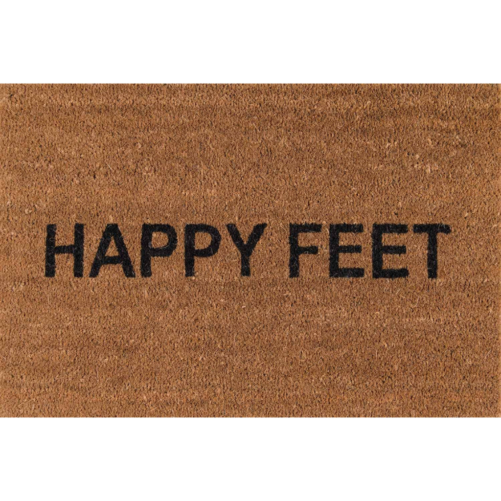 Momeni Aloha ALO-7 Natural Happy Feet Indoor / Outdoor Rectangle Floor Mat - Stain and Water Resistant Floor Mat Made of All Natural Coir Fiber-