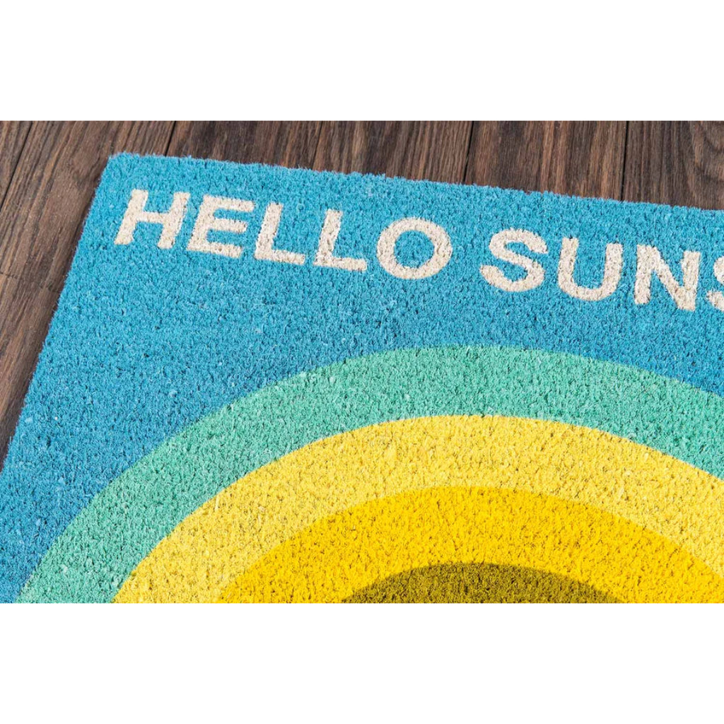 Momeni Aloha ALO-14 Multi Hello Sunshine Indoor / Outdoor Rectangle Floor Mat - Stain and Water Resistant Floor Mat Made of All Natural Coir Fiber-