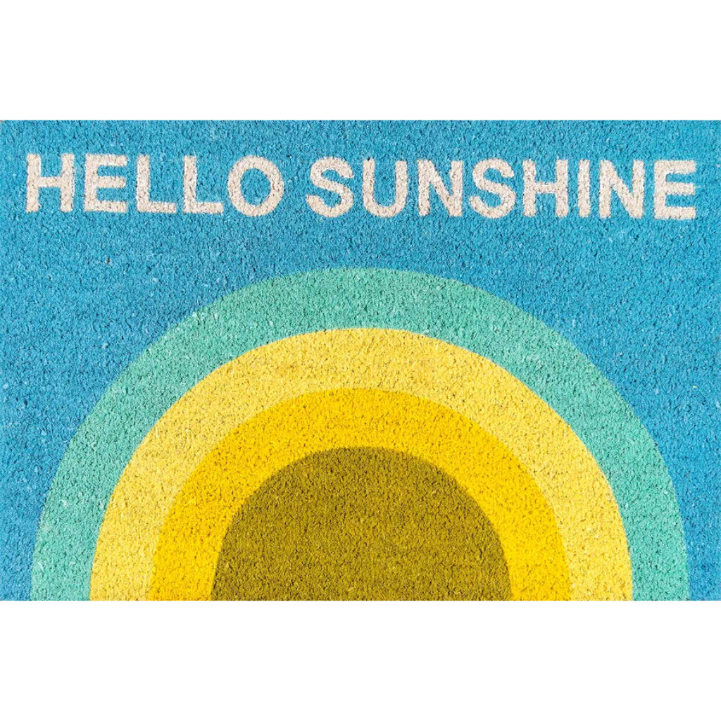 Momeni Aloha ALO-14 Multi Hello Sunshine Indoor / Outdoor Rectangle Floor Mat - Stain and Water Resistant Floor Mat Made of All Natural Coir Fiber-
