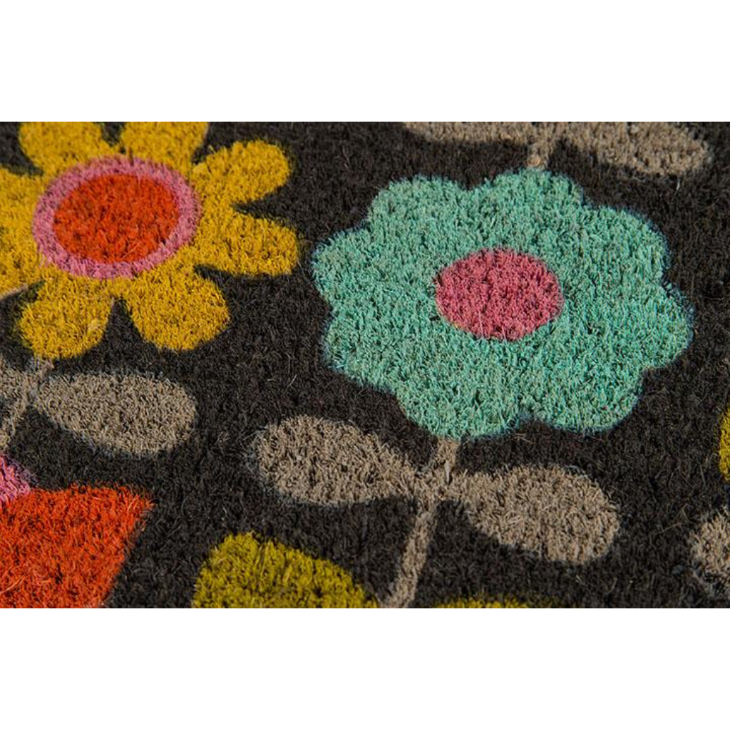 Momeni Aloha ALO-19 Multi Flower Child Indoor / Outdoor Rectangle Floor Mat - Stain and Water Resistant Floor Mat Made of All Natural Coir Fiber