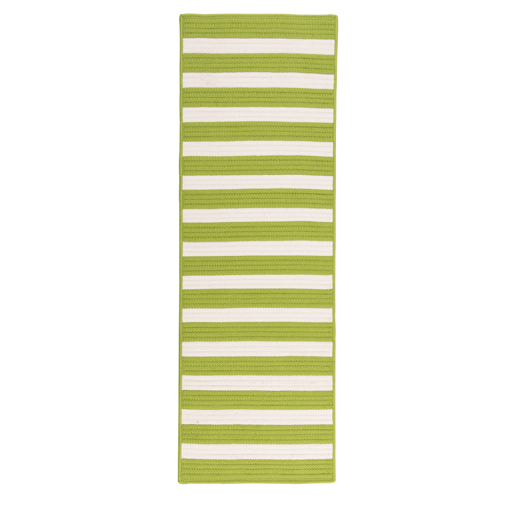 Colonial Mills Aniston Green Indoor / Outdoor Runner - Vibrant Fade &amp; Stain Resistant Low Pile Runner with Stripes