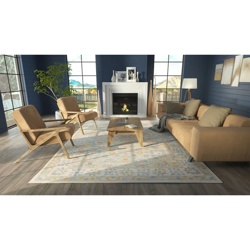 Momeni Anatolia ANA-8 Light Blue Indoor Rectangle Area Rug - Stylish Machine Made Rug with Traditional Floral Design Made of High Quality Wool & Nylon-