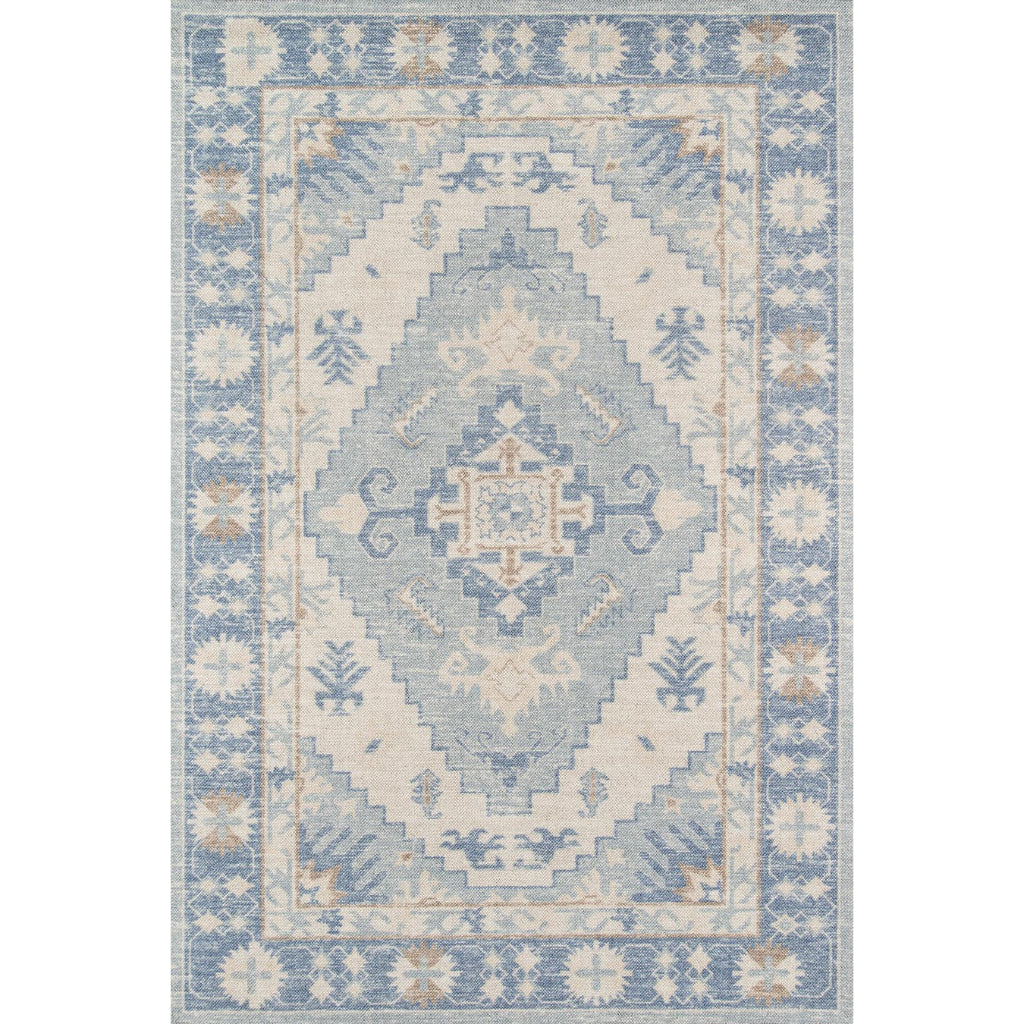 Momeni Anatolia ANA-1 Blue Indoor Rectangle Area Rug - Stylish Machine Made Rug with Modern Tribal Design Made of High Quality Wool & Nylon-