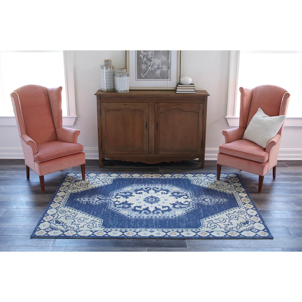 Momeni Anatolia ANA-3 Navy Indoor Rectangle Area Rug - Exquisite Machine Made Rug with Traditional Design Made of High Quality Wool &amp; Nylon