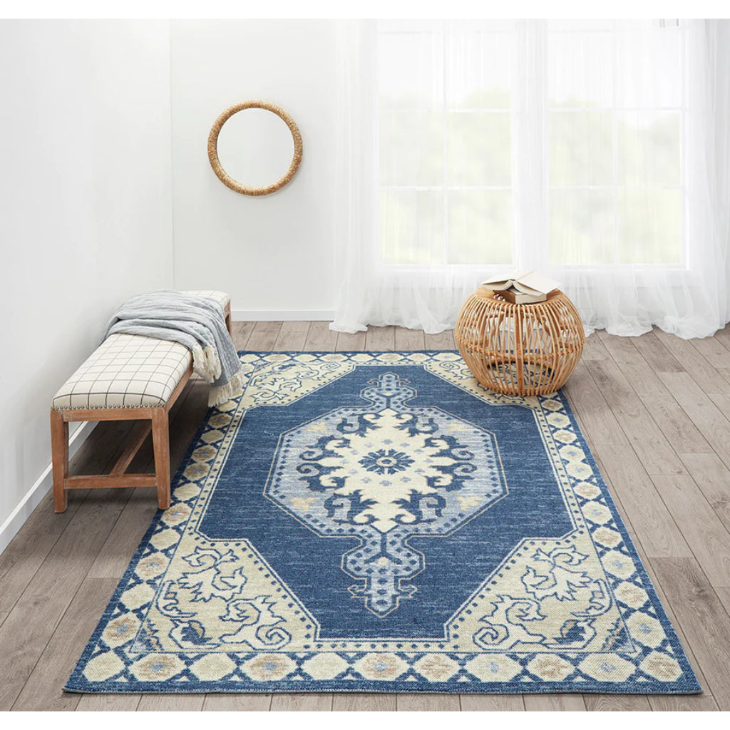 Momeni Anatolia ANA-3 Navy Indoor Rectangle Area Rug - Exquisite Machine Made Rug with Traditional Design Made of High Quality Wool &amp; Nylon